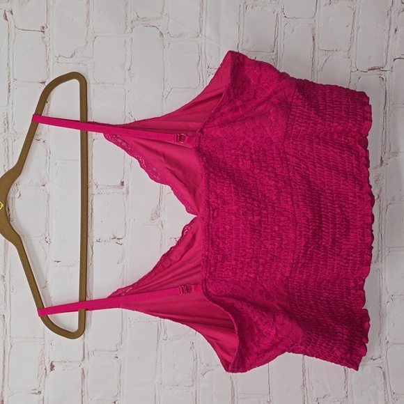 Torrid Lace Print Smocked Crop Top Pink Peacock Womens Size 4x NWT - Picture 7 of 12